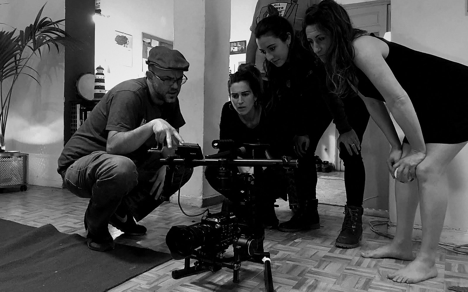 Equipo audiovisual durante un rodaje